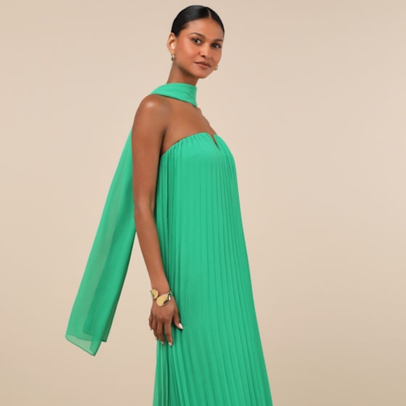 Lulus Dresses & Skirts - Lulus Lael Green Pleated Strapless Dress And Scarf Set - Size XL